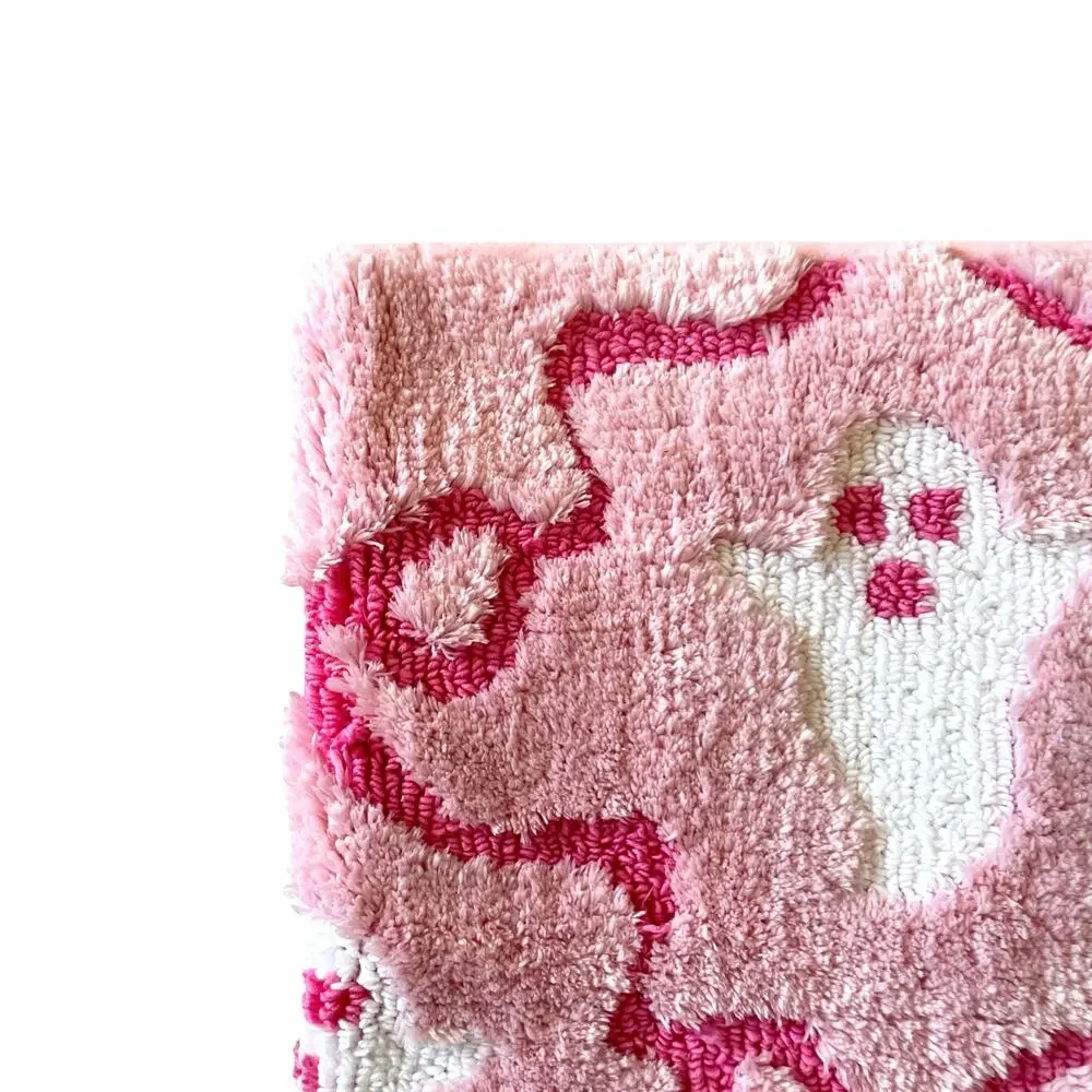 Kassatex GHOST BOWS Halloween Bath Rug 21x34 Pink & White Spooky Boo New